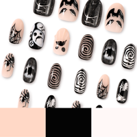 Faux Ongles Halloween à Presser Gothiques 3D Fantôme Araignée Chauve-souris Œil de Chat Amande Réutilisables Faits Main pour Femmes, Kit d'Art Horreur 4520
