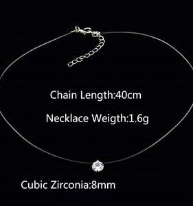 Collier ras du cou en strass avec chaîne de clavicule en fil de pêche transparent invisible pour femme, vente en gros à prix abordable - Product Image 2