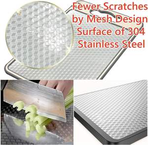 Planche à découper écologique double face en paille de blé et acier inoxydable 304 avec aiguiseur et broyeur à couteaux - Product Image 4