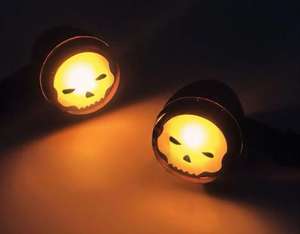 Clignotants LED personnalisés pour moto, design rétro en métal, tête de mort fantôme - Product Image 3