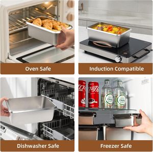 Boîte à lunch en acier inoxydable, contenants alimentaires pour micro-ondes, boîte à tiffin, boîte de rangement, boîtes bento en acier avec couvercle hermétique - Product Image 3