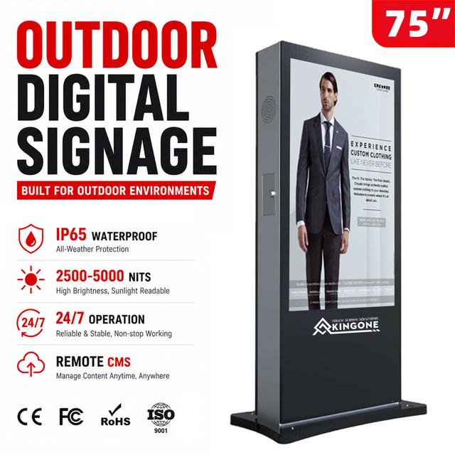 75 Inch Outdoor Digital Kiosk Capacitive Touch Screen IP65 LCD Display for Public Information Applications