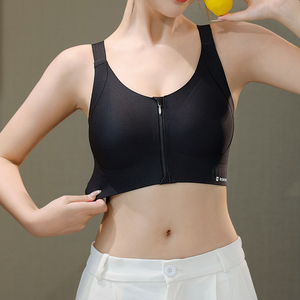 Reggiseno da donna a tre quarti con cerniera frontale, allargamento laterale, sexy, tinta unita, in spandex/nylon, lavorato a maglia, traspirante, senza ferretto, per taglie grandi e piccole - Product Image 5