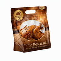 Sac personnalisé anti-buée à fond carré avec poignée pour l'emballage de poulet rôti, de viande de rôtisserie et d'aliments, sac à fond plat