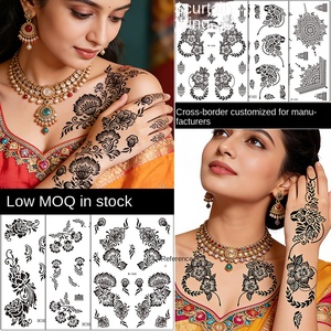 Nouvel autocollant de <span class=keywords><strong>tatouage</strong></span> temporaire imperméable en henné noir écologique et tendance avec motif floral - Product Image 4