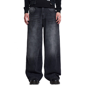 Baggy en <span class=keywords><strong>jean</strong></span> droit classique personnalisé 100% coton pantalon en <span class=keywords><strong>jean</strong></span> pour hommes à jambes larges pantalon en <span class=keywords><strong>jean</strong></span> vintage pour hommes - Product Image 1