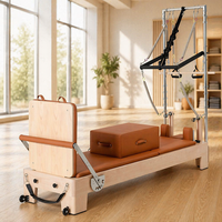 Reformer Pilates Semi-Cadillac Professionnel en Bois d'Érable pour Studio, Équipement de Yoga avec Ensemble Complet de Ressorts de Résistance, Écologique
