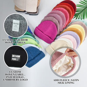 Gorro de Lana de Angora para Invierno con Parche de Cuero Personalizado, Gorros de Punto Suaves, Cálidos y Esponjosos de Pelo de Conejo para Mujer - Product Image 2