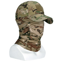 Gorra de Béisbol de Camuflaje de 6 Paneles Estilo Punk Transfronterizo con Máscara Facial, 100% Poliéster, Ajustable, para Senderismo al Aire Libre en Todas las Estaciones