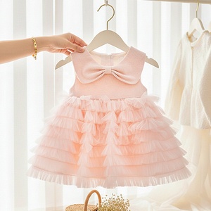 <span class=keywords><strong>Robe</strong></span> pour fille en <span class=keywords><strong>tulle</strong></span> rose à volants avec un grand nœud, sans manches, pour fête d'anniversaire, cérémonie de mariage - Product Image 2