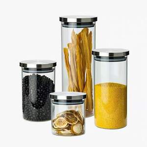 Vente en gros de bocaux hermétiques en verre bocaux de stockage de <span class=keywords><strong>cuisine</strong></span> de qualité alimentaire bocaux en verre avec couvercle en acier inoxydable - Product Image 2