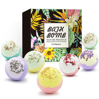 Vente en gros Fait à la main Marque privée Fleurs séchées de luxe Rose Sel de bain Huile essentielle Boule de bain pétillante naturelle