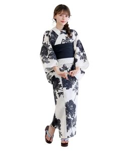 Chemisier et jupe tissés à manches longues pour femme, style kimono floral torsadé sur le devant, tenue décontractée ou de bureau traditionnelle - Product Image 1