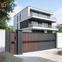 Portail coulissant automatique en aluminium à persiennes intégrales, design intimité, thermolaqué pour entrée de villa, résidentielle ou commerciale