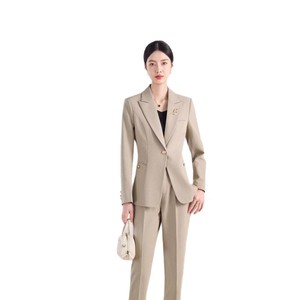 Women's Gray Long Sleeve <b>Blazer</b> Pants <b>Set</b> Formal Workwear Commute Anti-Wrinkle Worsted Fabric Spring Autumn - Product Image 5