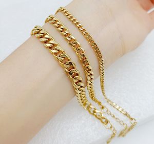 Bracelet chaîne gourmette cubaine en acier inoxydable doré PVD haute brillance anti-ternissement pour homme |   Bijoux de poignet unisexes durables et élégants - Product Image 2