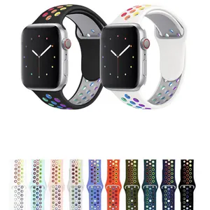 สายนาฬิกาซิลิโคนแนวสปอร์ตสำหรับ Apple iWatch ซีรีส์แฟชั่นผู้ชายผู้หญิงผู้หญิงสายนาฬิกาซิลิโคนสำหรับ Nike