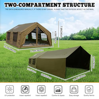 Tente gonflable de luxe 17,28 m² avec cheminée, en PVC, 3 chambres et salon, imperméable, portable, installation facile pour le camping