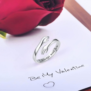 Anillo de Abrazo para Enamorados, Plata de Ley 925, Banda Ajustable, Siempre Contigo, Grabado, Joyería Romántica, Regalo para Mujeres y Adolescentes - Product Image 3