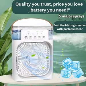 พัดลมพกพา 3-in-1 ทำจากพลาสติก พร้อมไฟสีสัน เครื่องเพิ่มความชื้นในอากาศ ระบบทำความเย็นด้วยน้ำ ใช้ได้ในรถยนต์ ภายนอกอาคาร รถบ้าน พัดลมขนาดเล็ก - Product Image 4