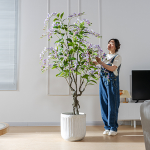 Decoración de Ventanas para Interiores, Adornos Artificiales de <span class=keywords><strong>Jazmín</strong></span> de Seda, Árbol <span class=keywords><strong>en</strong></span> <span class=keywords><strong>Maceta</strong></span>, Bonsái, Decoración Elegante para Ventanas - Product Image 3