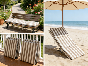 Coussins de chaise longue <span class=keywords><strong>d</strong></span>'extérieur imperméables en gros, revêtement PU, rayés, pour patio, plage, camping, voyage, toutes saisons - Product Image 6