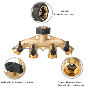 Collettore in ottone 4 vie acqua da giardino connettore <span class=keywords><strong>rubinetto</strong></span> acqua Splitter per il giardino - Product Image 5