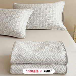 Hongchang Ice <b>Silk</b> Fitted <b>Sheet</b> Set 1.2m 1.5m 1.8m 2.0m Cooling Mat Modern Summer Bedding - Product Image 4