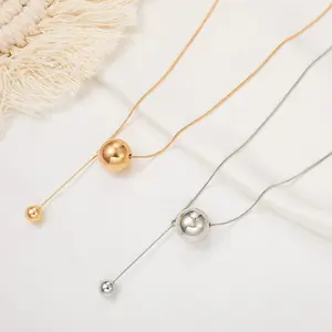 Star combination Korea and titanium steel ball on demand necklace light luxury niche ins simple transport collarbone chain sweat