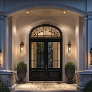OUNA Custom Arched Aluminum French <strong>Doors</strong> Antique Design with Decorative Grilles for <strong>a</strong> Unique Vintage Style Home Entrance - Product Image 4