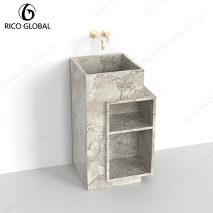 Mueble de Baño Moderno y Lujoso con Pedestal de Piedra Natural Empalmada y Lavabo de Cerámica - Product Image 3