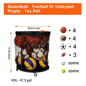 Vente en gros de support de basket-ball roulant intérieur extérieur, organisateur de stockage de balles de sport, chariot à balles avec roues verrouillées - Product Image 3