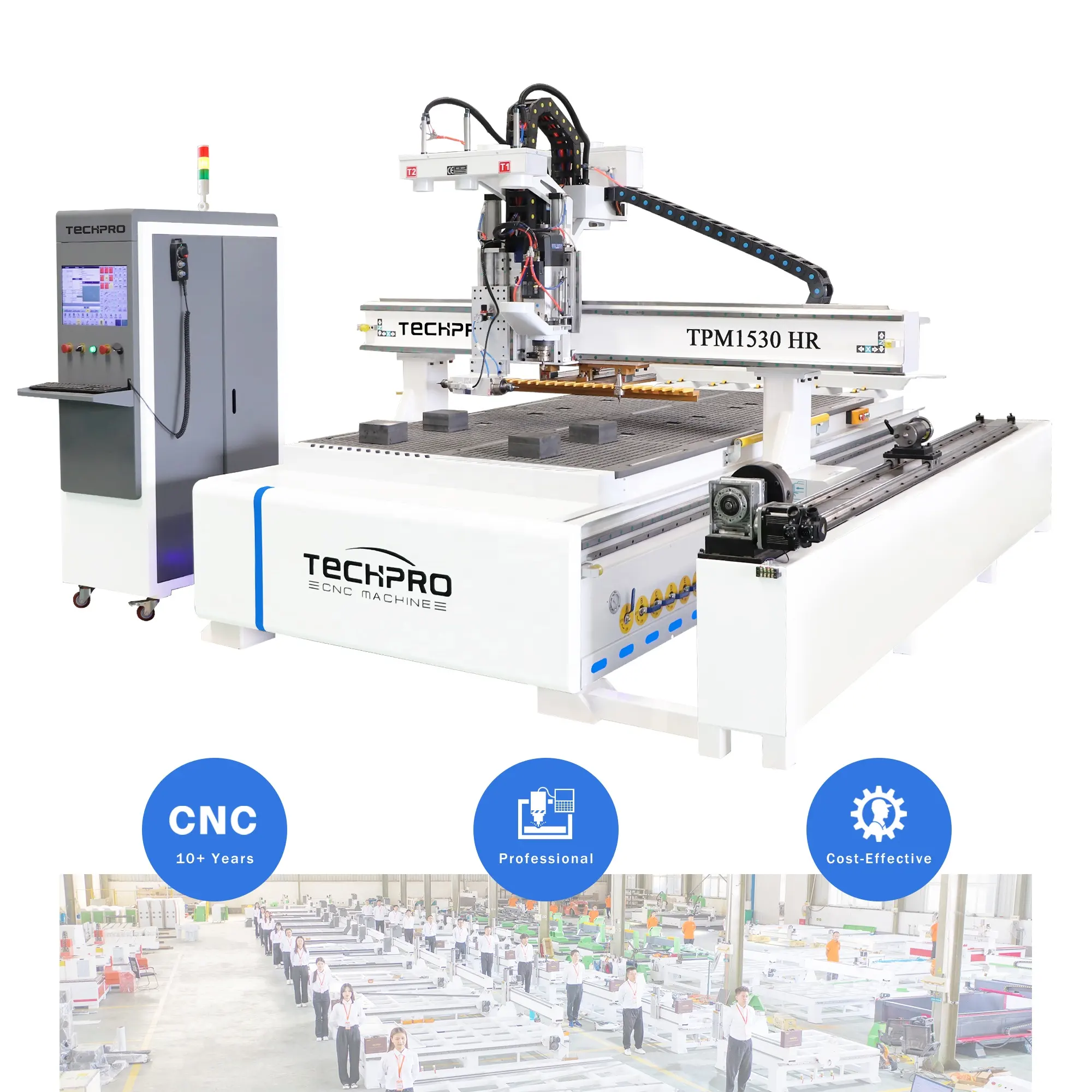 4*8ft Woodworking machine 4 Axis ATC Wood CNC Router for Kitchen Cabinet Furnitures Making with Saw Blade