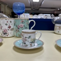 Ensemble de tasses à café en porcelaine espresso latte motif floral rose romantique esthétique motif doré