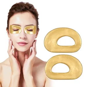 Máscara de Ojos de Etiqueta Privada, almohadillas de Gel para ojos circulares, hidrogel de cristal, colágeno dorado de 24K, parche coreano debajo de los ojos