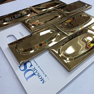 Carreaux de mosaïque en acier inoxydable de couleur dorée en forme de bande Art déco pour mur intérieur avec fonction de <span class=keywords><strong>parquet</strong></span> - Product Image 2