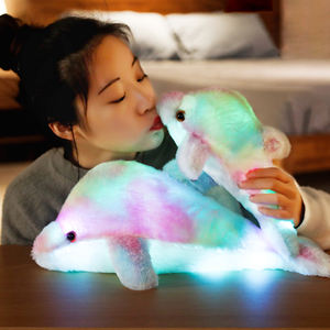 Peluche de animales de mar con luz Led, almohada de felpa de delfín de colores del Arcoíris - Product Image 3