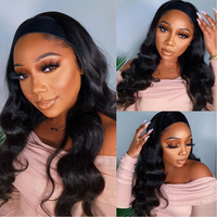 Perruque bandeau Body Wave en cheveux humains, prête à porter, sans dentelle, sans colle, courte, fabriquée à la machine, pour débutants