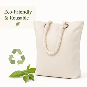 Customizable Embroidery Logo Sturdy Cotton Oversize Portable Beach Travel <b>Bag</b> Wholesale Custom Orders Tote <b>Bag</b> with Rope Handle - Product Image 2