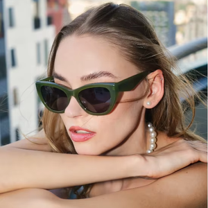2025 nueva tendencia tamaño grande ojo de gato Marco de acetato UV 400 gafas de sol polarizadas marrón <span class=keywords><strong>Demi</strong></span> verde antiarañazos Sunlen para mujer señora - Product Image 2
