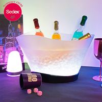 Seau à glace semi-transparent pour vins de champagne spiritueux pour club Seau à glace à led pour 12 bouteilles de bière