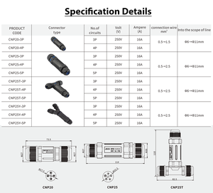 Fabrication électrique 5 broches étanche IP68 Led connecteurs <span class=keywords><strong>de</strong></span> fil connecteur <span class=keywords><strong>de</strong></span> câble sous-marin connexion à vis - Product Image 4