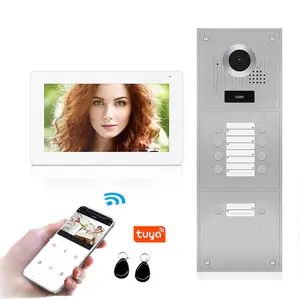 video door phone building video 7" inch wired intercom camera door bell with 10 family