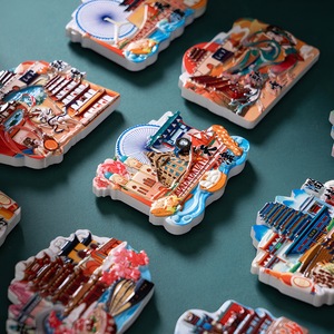 Sáng tạo tình yêu nhà phim hoạt hình nhựa tủ lạnh nhãn dán từ tính thu hút phong cảnh dân tộc mốc thủ công lưu niệm - Product Image 3