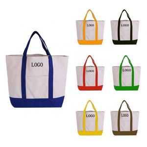 Wholesale Custom Printed Logo Reusable Colors <b>Stitching</b> Large Capacity Cotton Canvas Shopping Tote Bag Letter Pattern Custom - Product Image 1