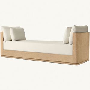 Cama de Pared Moderna de Madera Maciza, Cama Doble con Panel de Tela y Cojín - Product Image 4
