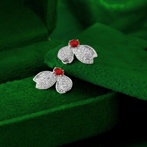 Pendientes de Mariposa con Diamantes y Rubíes en Oro Blanco de 18K Xinfly para Mujer, Asimétricos, Elegantes, Joyería Fina, Listos para Enviar - Product Image 2
