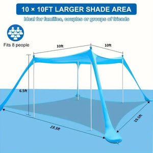 Eagles Beach Canopy 2x2m Square Sun Protection Outdoor Shade <b>Tent</b> For Camping And Beach Use - Product Image 4