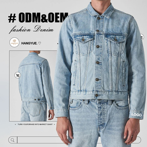Chaqueta Vaquera Vintage Original de Alta Calidad HANGYUE, Chaqueta Vaquera de Algodón con Bordado Personalizado, Chaqueta Vaquera de Moda para Hombre - Product Image 1