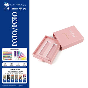 Boîte à tiroir en papier rose personnalisée haut de gamme pour coffret cadeau d'entreprise, emballage rigide coulissant en papier pour coffret cadeau de bureau ou boîte à bijoux - Product Image 1